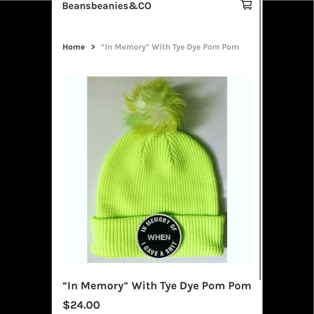 Neon Beanie hat with tye dye Pom Pom 🍏